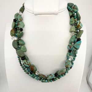 Retired Silpada 4 Strand Turquoise Obsidian 925 Sterling  N1299 09-10 Catalog
